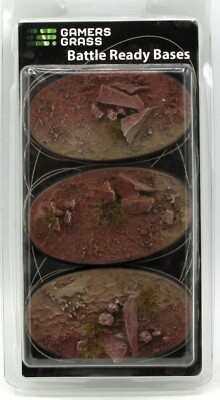 Gamers Grass GGB-BLO75 Badlands Bases Oval 75mm [x3] (Battle Ready Bases) Red