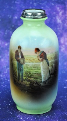 Antique Vase with Agricultural Scene, Silver Color and Top. (BI#MK/190311)