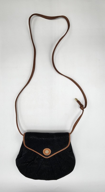 Peruzzi Suede Leather Handmade Black / Brown Mini Shoulder Purse Pre-owned