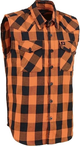 Milwaukee Performance Mens Black Orange Flannel Vest Shirt Motorcycle Harley XXL