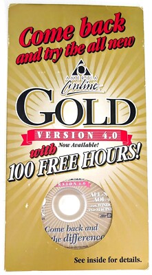 GOLD America Online Collectible / Install Disc, Vintage AOL CD, Ver 4.0!