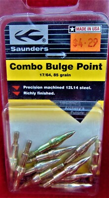 SAUNDERS COMBO BULGE POINTS ~  17/64, 85 GRAIN ~ 11 PACK ~ MADE IN USA ~ NEW