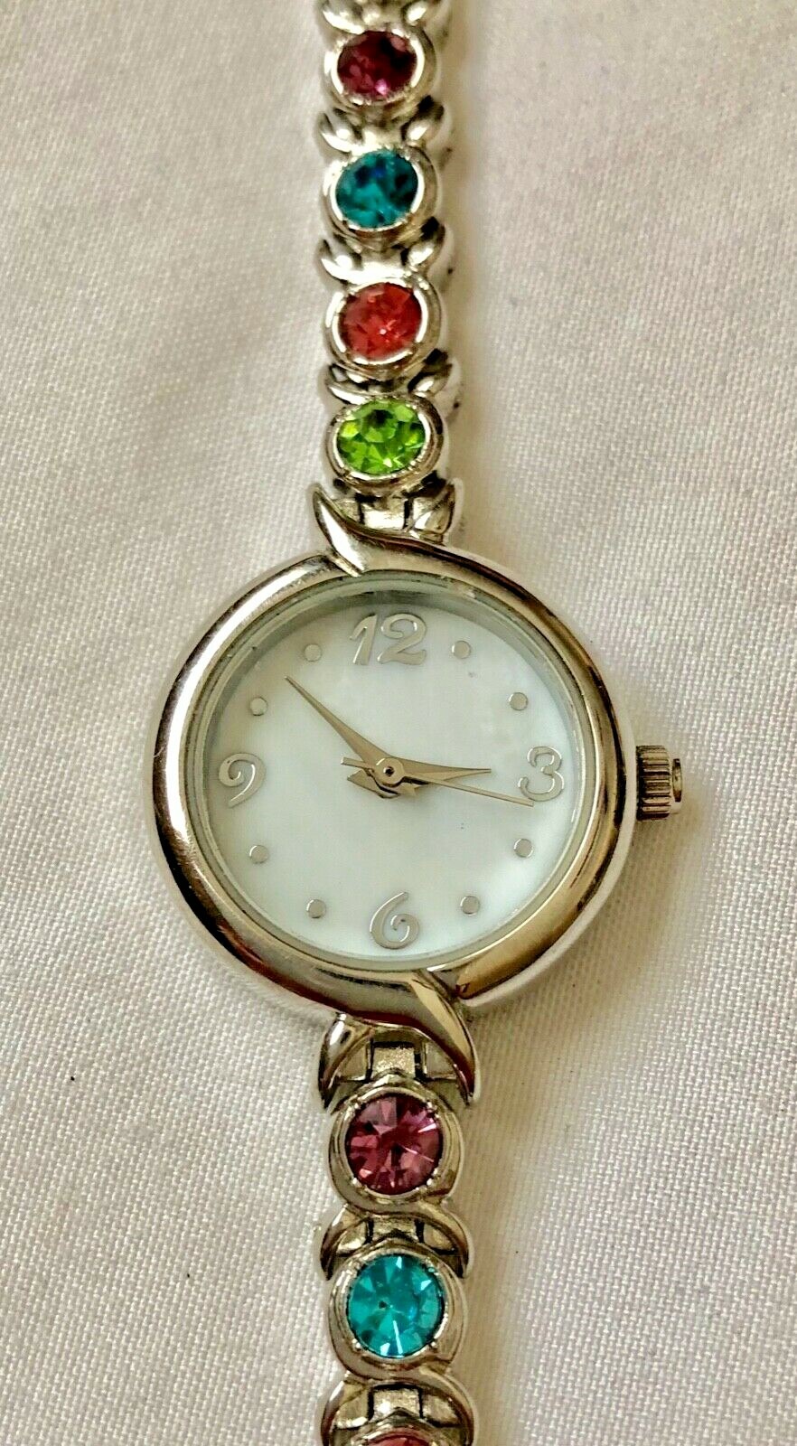 Lot 4 Silvertone Ladies Watches for Parts or Repair - Rhinestones