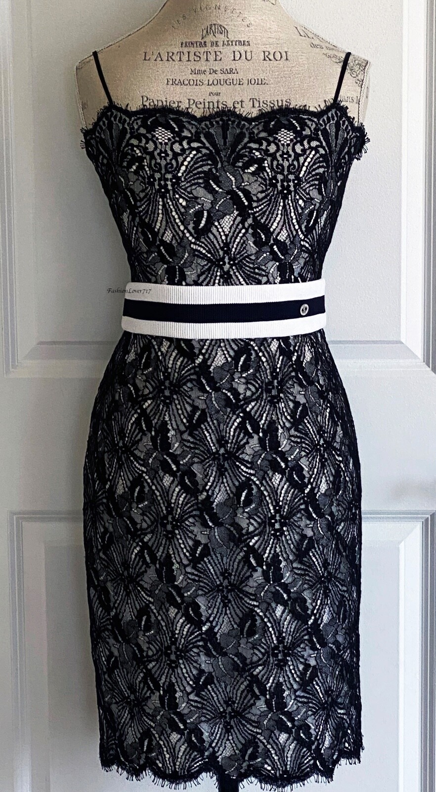 Chanel海外UNIFORM ワンピース　ショール付き　シャネル　ユニフォーム NEW 17P CHANEL WHITE BLACK LACE CC LOGO DRESS 38 | eBay