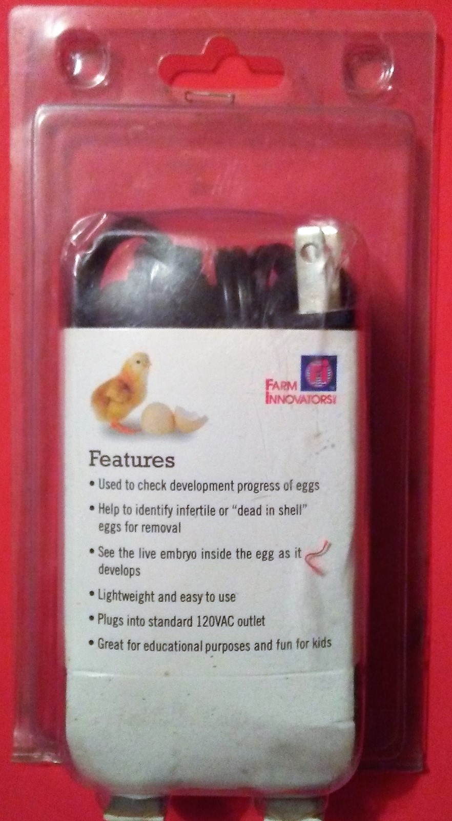 FARM INNOVATORS 3300 CHICKEN POULTRY EGG INCUBATOR CANDLER LIGHT LAMP