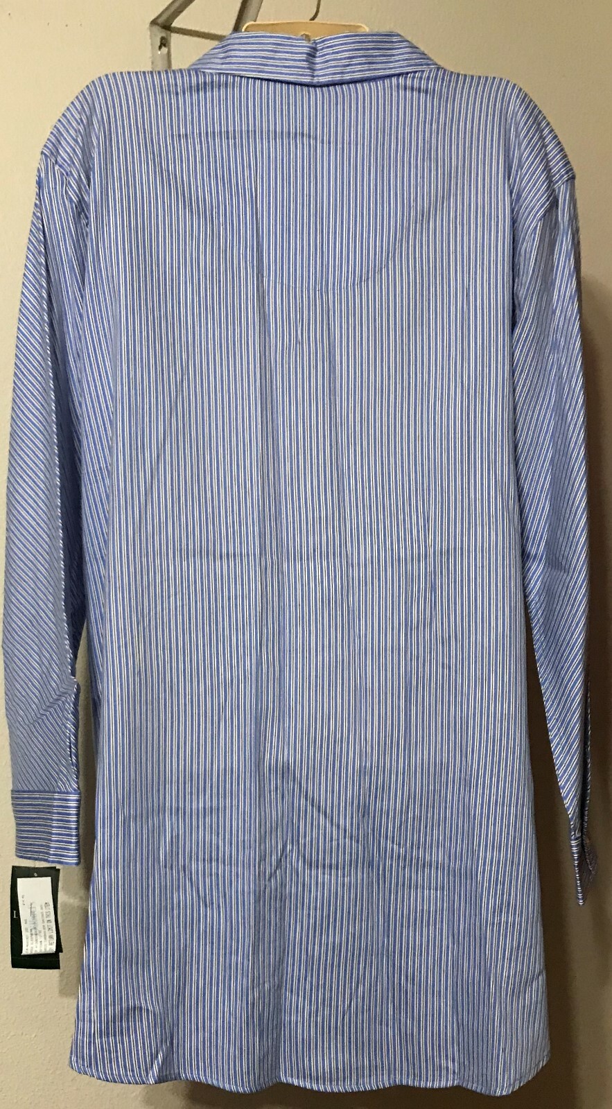 Ralph Lauren Sleep Shirt Ladies Blue Stripe Size XL NWT Long Sleeve Cotton Blend