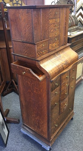 Antique Ransom and Randolph #82 or #35 solid oak dental cabinet 19d26w59h