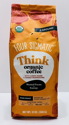 Four Sigmatic Think Ground Coffee W/ Lion s Mane & Chaga Mushrooms - 12oz  Dark
