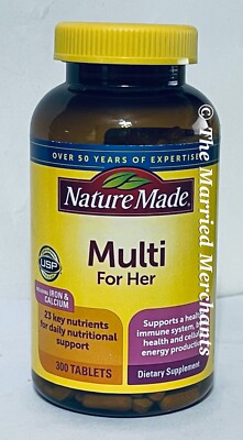 Nature Made Multi for Her w/ Iron + Calcium 300 tabs Free US Ship 12/2024 FRESH!