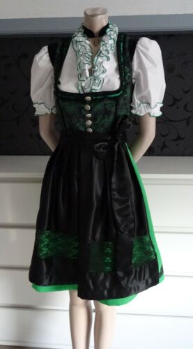 German Austrian Beautiful 3 pc. Dirndl Dress Blouse Apron 8