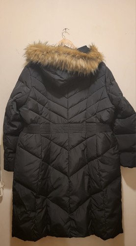 Pre-owned Cole Haan Cole Hann Signature Women Plus Size Faux Fur Hooded Puffer Coat Black Sz 2x