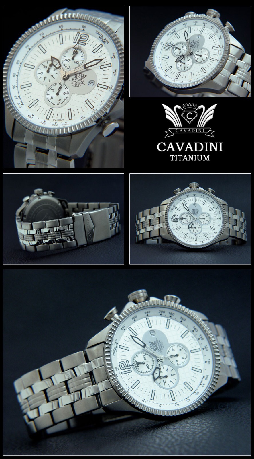 Pre-owned Cavadini Pilot Watch Solid Titanium Men's Chronograph Os-60 10 Bar Cv-1604t