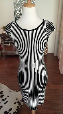 NWT CLOVER CANYON CAP SLEEVE BLACK/IVORY SWEATER KNIT DRESS SIZE: S