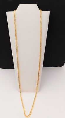 Pre-owned Bracelet 10k Yellow Gold Mans Wheat Foxtail Chain Hollow 7.5 Gram 22" Inch 3mm Unisex