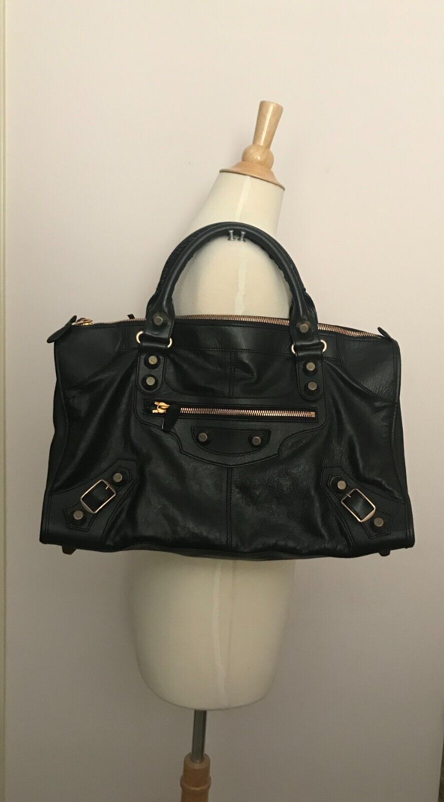 BALENCIAGA ROSE GOLD GIANT HARDWARE RGGH WORK BAG~2010~Black BALENCIAGA ROSE GOLD GIANT HARDWARE RGGH WORK BAG~2010~Black