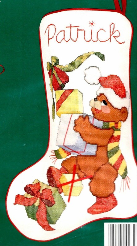DIY Present from Teddy Bear Christmas NO Count Cross Stitch