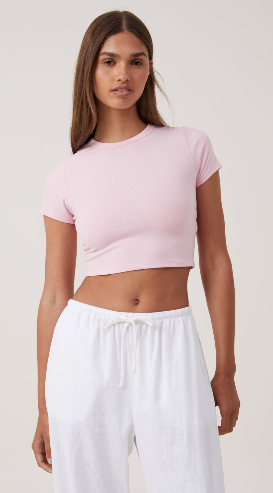 Tシャツ・カットソー [MATINKIM]application washed pique crop top in sky Matin Kim Matin Shade Logo Crop Top In Sky | Basic Tees for