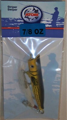 Atom Striper Swiper 60PB, Black/Yellow, 3.5'', 7/8oz, Topwater, Saltwater Lure 