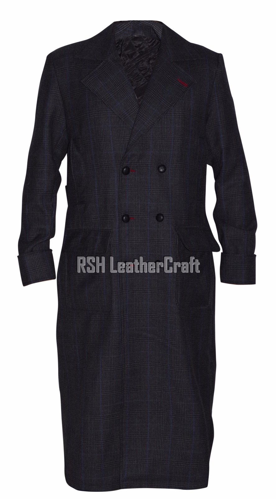 Pre-owned Rsh Leathercraft Women's Sherlock Holmes Benedict Cumberbatch Premium Pure Wool Tweed Grey Coat In Gray