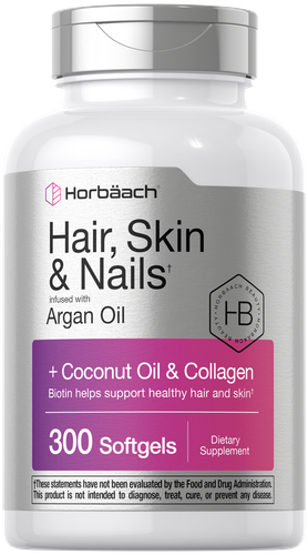 Hair Skin and Nails Vitamins | 300 Softgels | Biotin and Collagen | by Horbaach