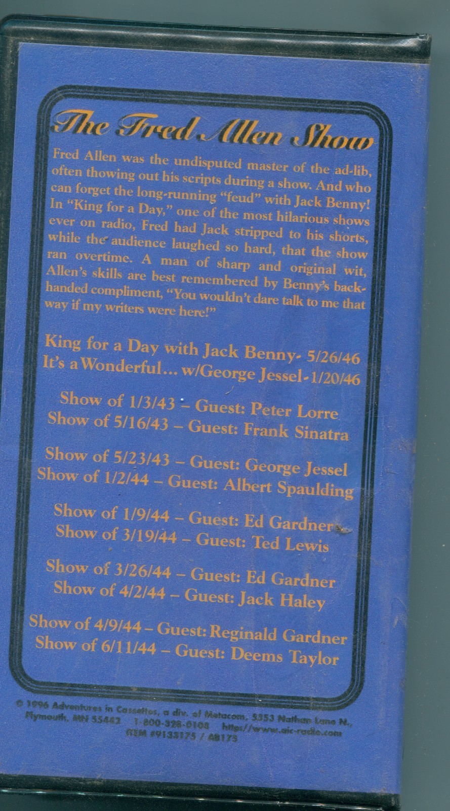 FRED ALLEN SHOW : KING FOR A DAY / GUEST STAR JACK BENNY / OLD TIME RADIO
