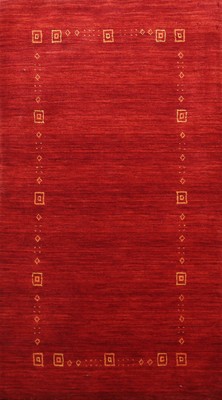 Unique Vibrant Accent Rug Red Handmade Wool Gabbeh Carpet 2x5 ft.