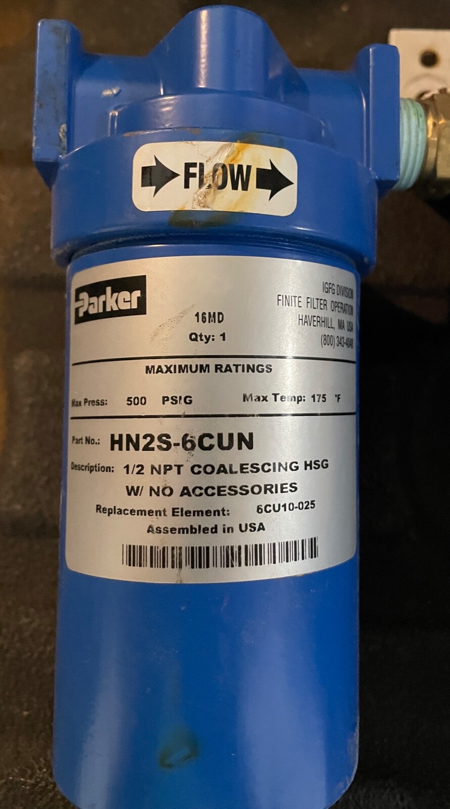 HN2S-6CUN Parker Finite Coalescing Filter | eBay