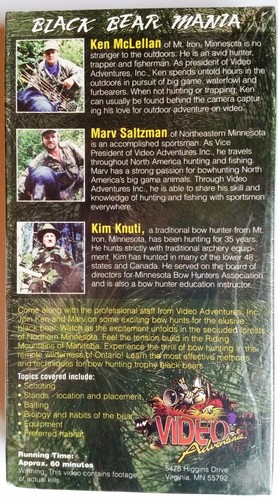 Black Bear Mania, VHS,Bow Hunting Black Bears,Effective methods and tech.VCRA176