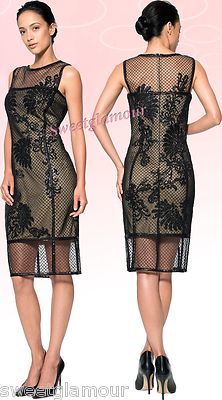 Pre-owned Tadashi Shoji Grid Corded Sequin Lace Illusion Tulle Sheath Dress In Black