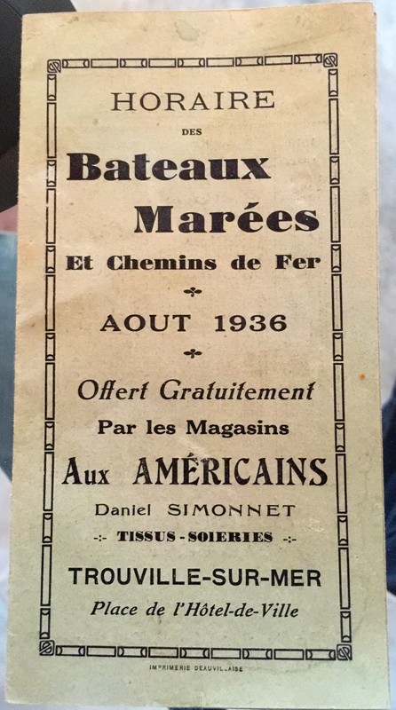Horaire Bateaux MarÃ©Es Chemin De Fer 1936 + Cp Trouville Sur Mer