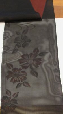 Delicate Sheer Black Flowers Kimono Fabric 100% Silk Japan 55'' L #F25