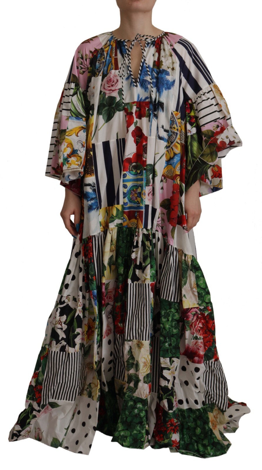 

DOLCE - GABBANA Платье макси Кафтан Лоскутное поплин с цветочным принтом IT40/US6/ Рекомендуемая розничная цена 6400 долларов США, Multicolor