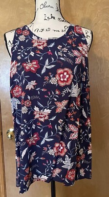 Old Navy NWT beautiful ladies womens navy sleeveless floral blouse top XL