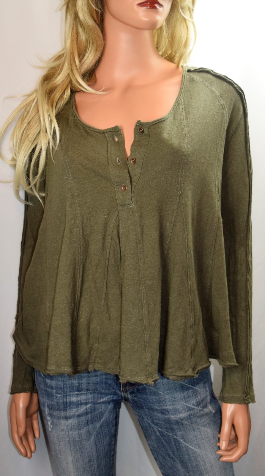NWT FREE PEOPLE Anthropologie Size L LITA Embroidered Cotton//Linen knit Top