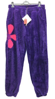 *SALE* FAIRTRADE PURPLE TEAL FLUFFY TEDDY HAREM TROUSERS ELASTIC WAIST FLOWER