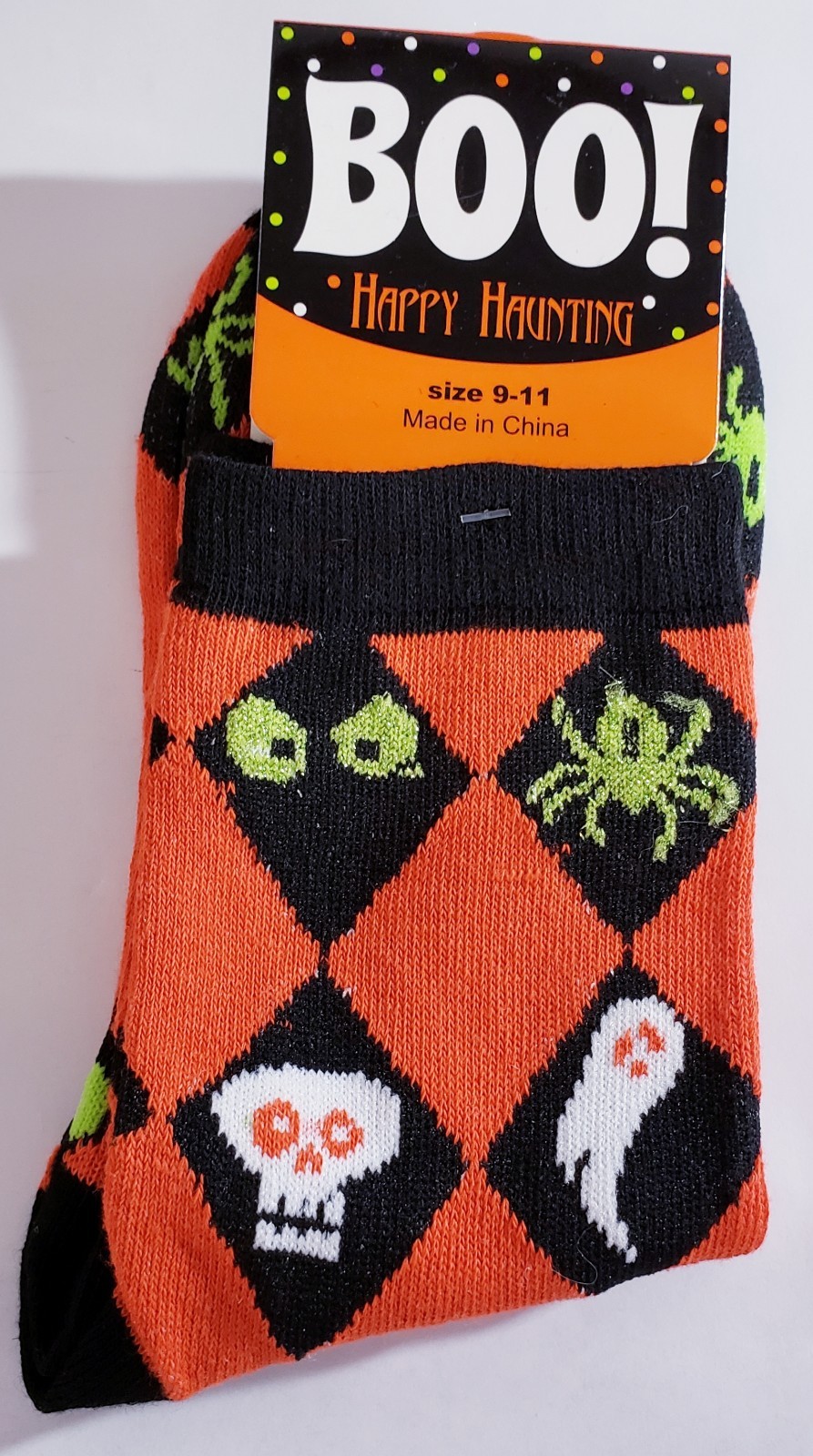 Halloween Socks Ladies Size 6-8 and 9-11 (Triangle-Spider/Eyes/Ghost/Skull)