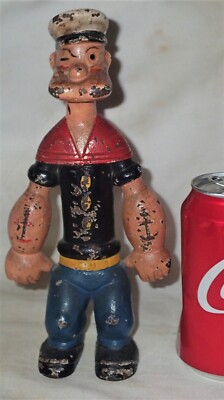 ANTIQUE 1929 K.F.S. HUBLEY TOY CO U.S.A. POPEYE CAST IRON COMICS STATUE DOORSTOP
