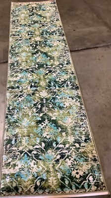 GREEN / LIGHT BLUE 2'-2'' x 9'-0'' Flaw in Rug Reduced Price 1172670057 RIV117Y-29