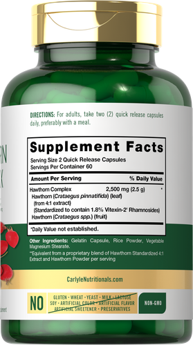 Hawthorn Berry Complex | 2500mg | 120 Capsules | Non-GMO | by Carlyle