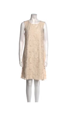 Donna Karan Lace Pattern Mini Dress M Beige