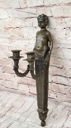 100% Pure Bronze Baby Angel Wall Sconce Home Decor Gift Figurine Artwork Sale
