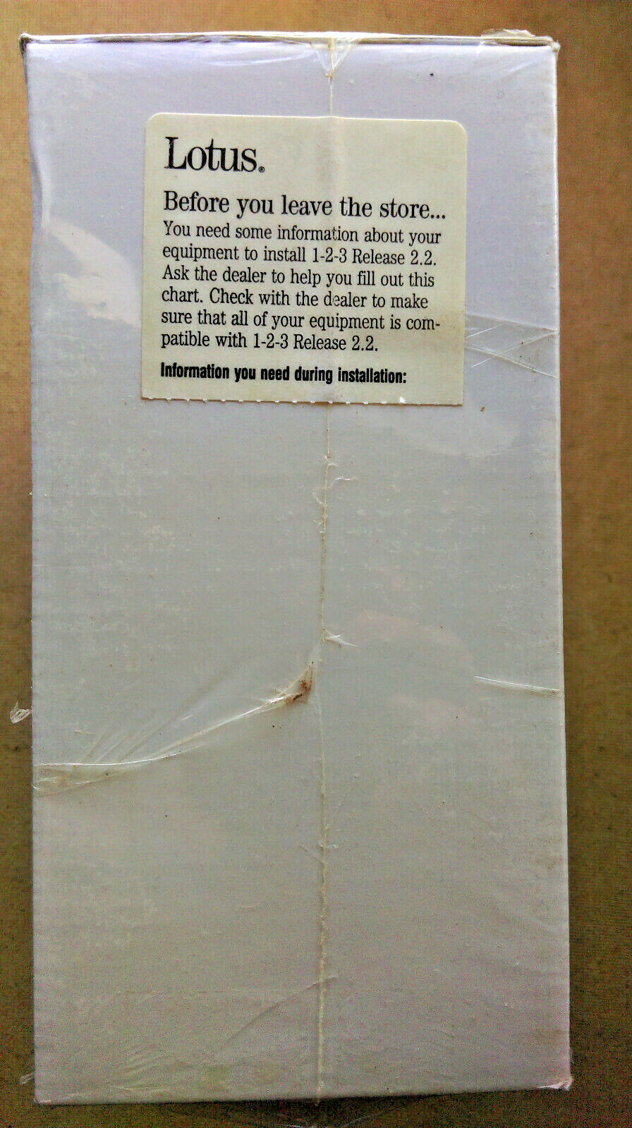 NEW Vintage Lotus 1 2 3 for DOS Retail Box Release 2.2 Factory Sealed 1989