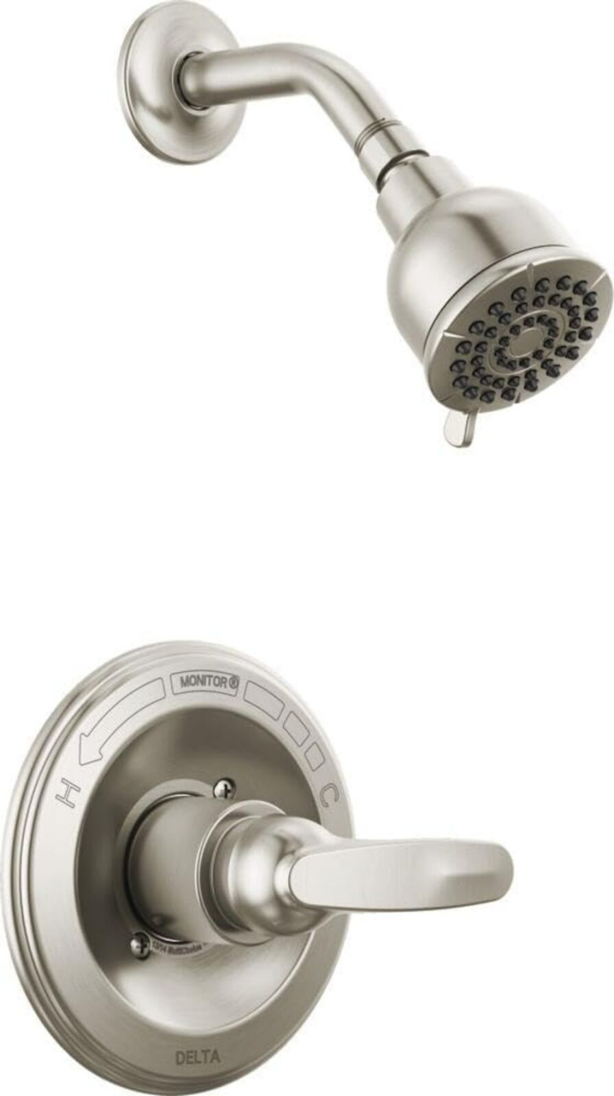 Brushed Nickel Shower Faucet Set with 2-Spray Brushed Nickel Shower Head