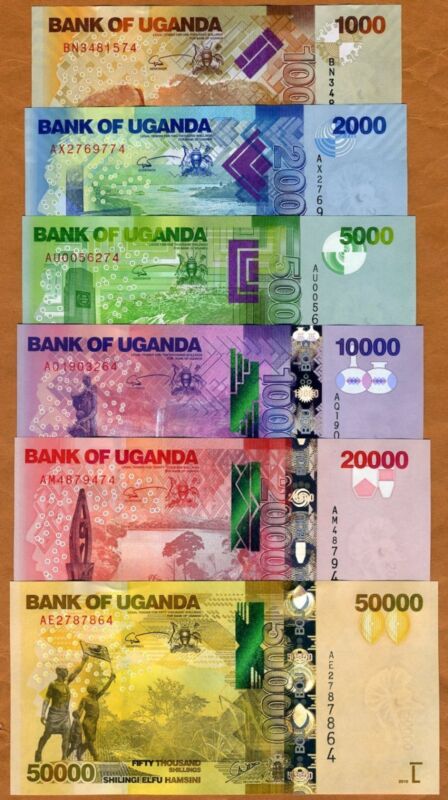 SET, Uganda 1000;2000;5000;10000;20000;50000 2017-2021 P-49-50-51-52-53-54 UNC