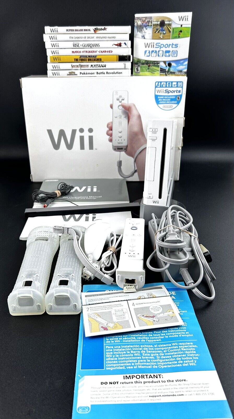 Nintendo Wii Sports Bundle RVL-001 Console 8 Games Plus in