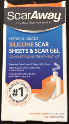 ScarAway Scar Treatment Kit, 2 Silicone Scar Sheets  EXP. 01/2027+ (A3)