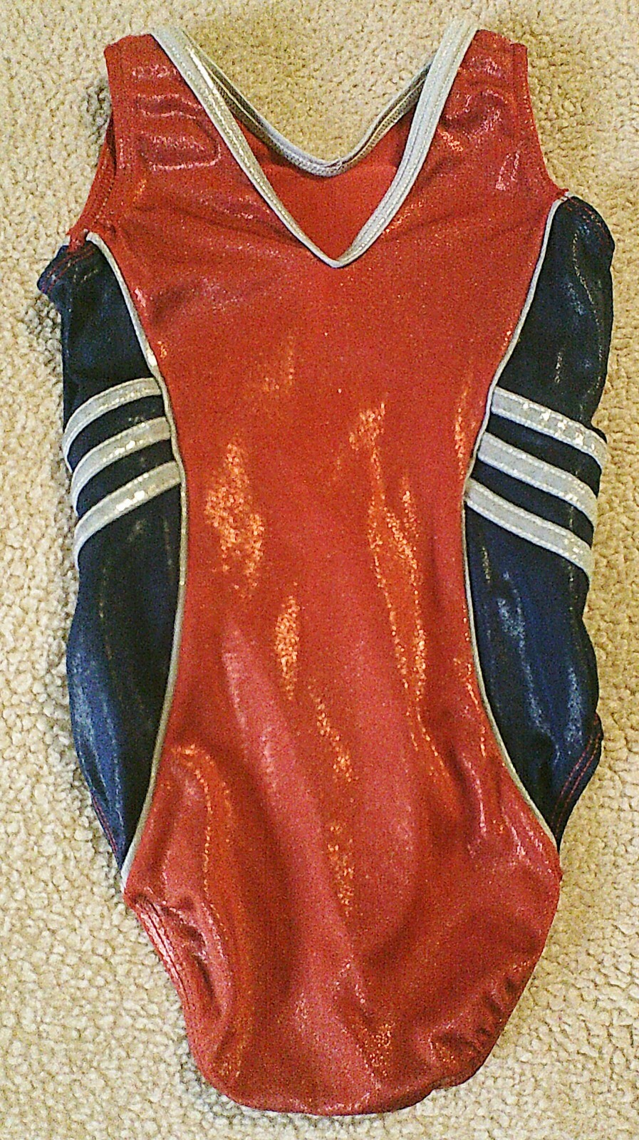 Adidas Olympic USA Leotard Child S Red White Blue Sparkly Gymnastic Tank