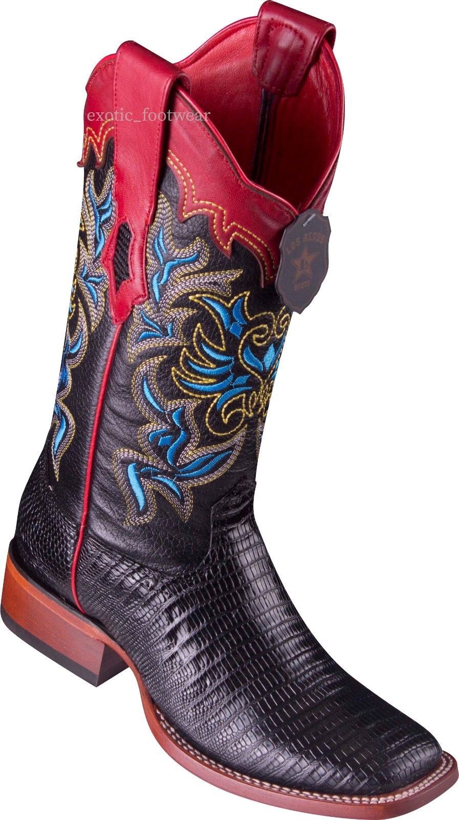 Pre-owned Los Altos Boots Women Los Altos Black Lizard Ranch-square-toe Western Boot