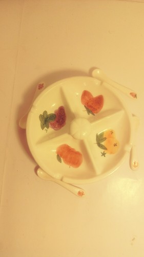 Ceramic/Pottery Jam/Jelly Dish,  4 spoons EUC Vintage