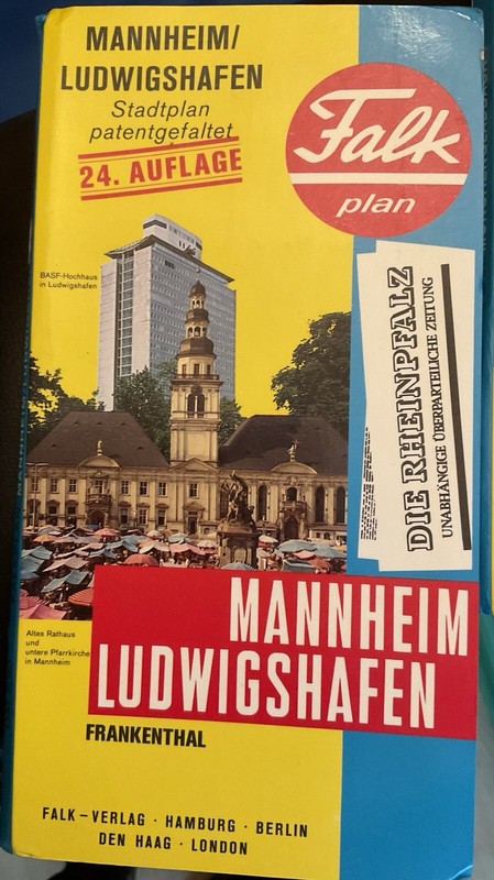Falk Stadtplan Citymap Mannheim-Ludwigshafen 24. Aufl. Sept 1980 Patentfaltung
